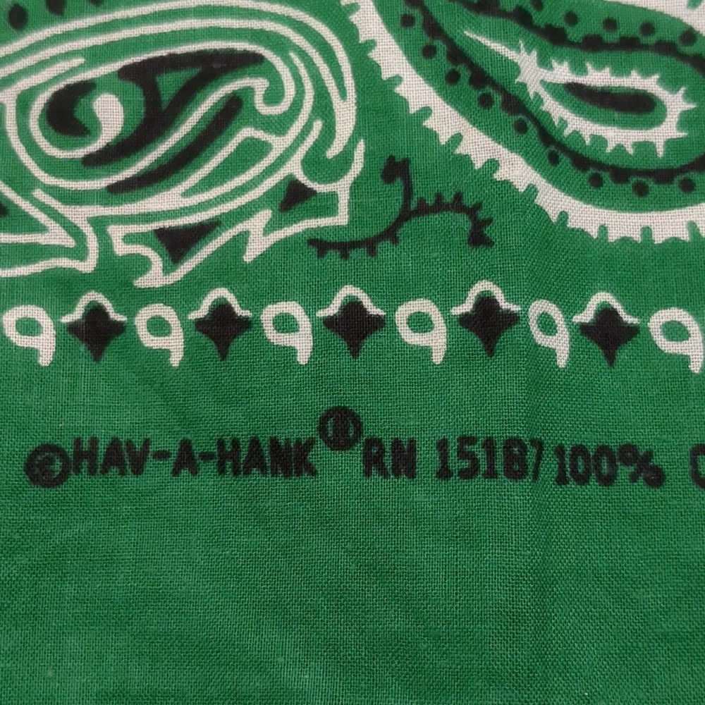 Vintage 70s Hav-A-Hank Green Bandana Scarf Western Rodeo Cowboy Feetival